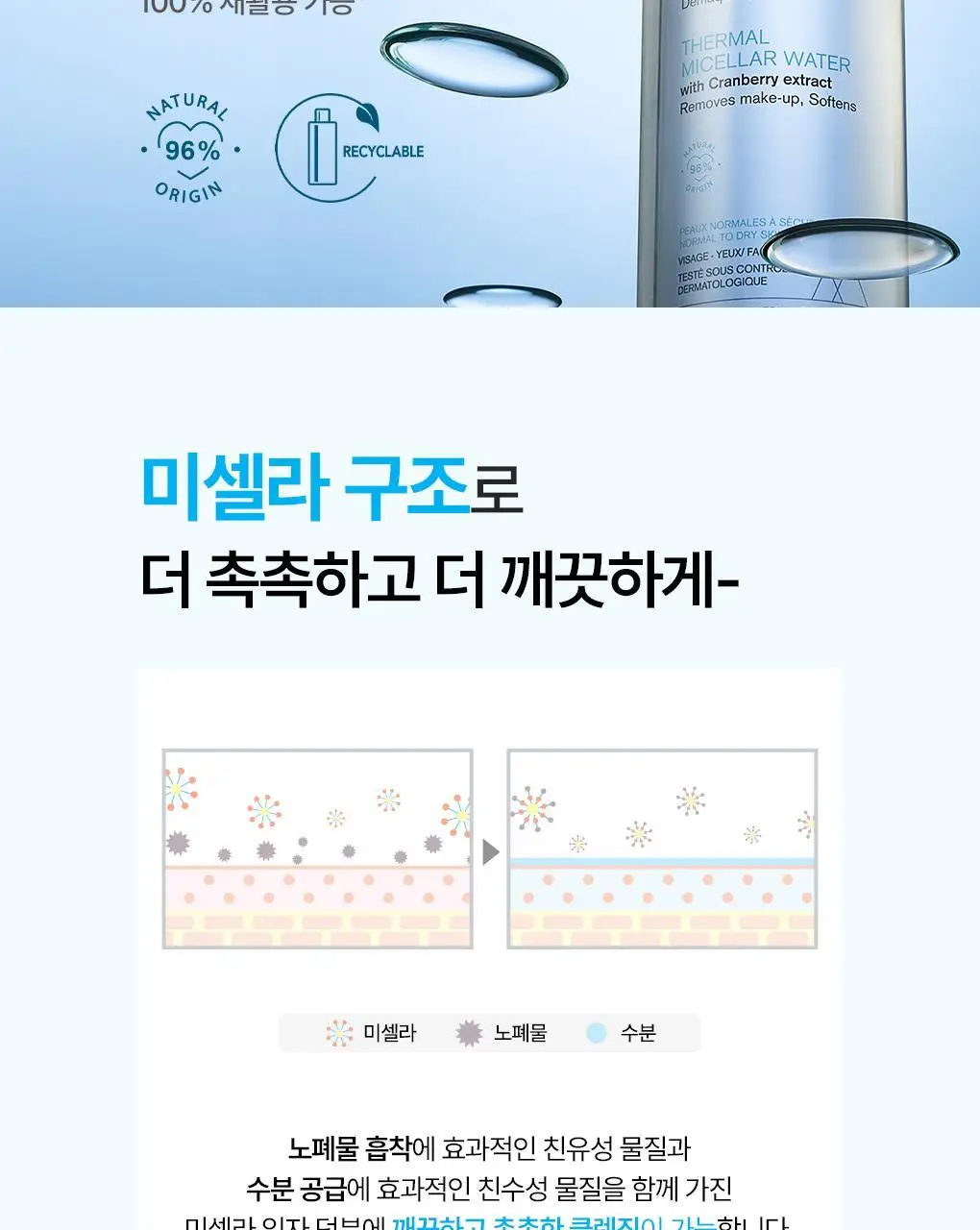 [수분충전] 유리아쥬 미셀라 클렌징 워터 2입 기획 (500ml + 500ml) 상세페이지 8